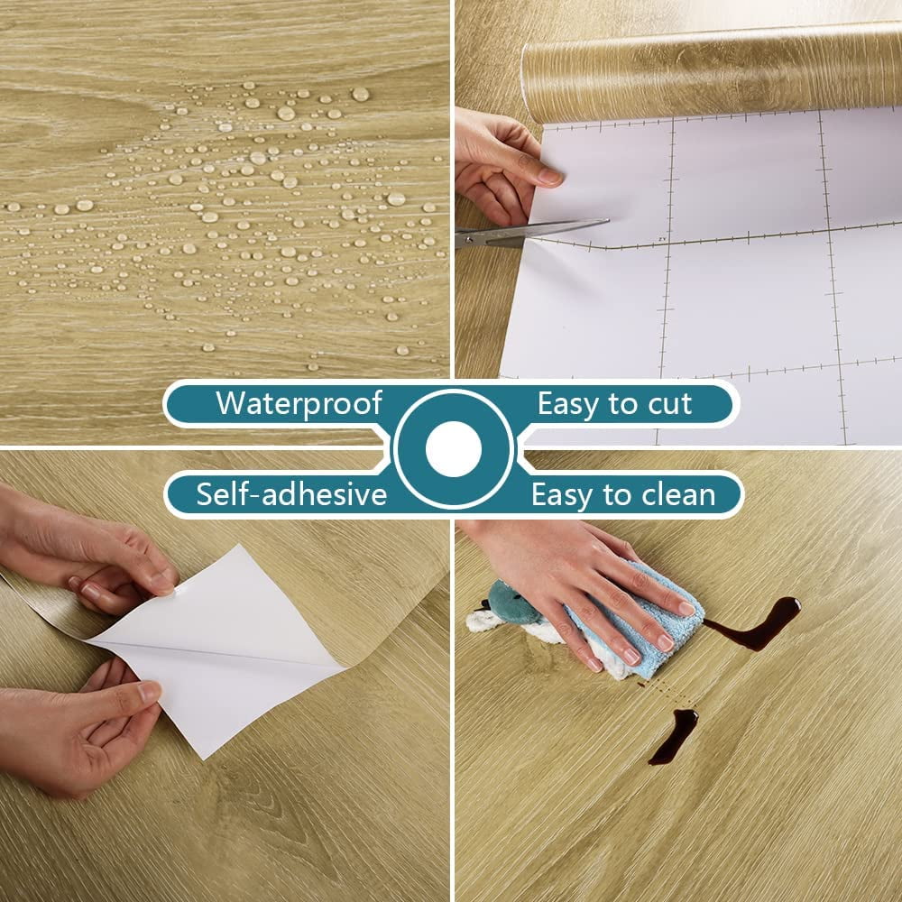VEELIKE 15.7''x354'' Peel and Stick Wood Wallpaper Self Adhesive Wood Grain Contact Paper for Countertops Waterproof Removable Wood Vinyl Wallpaper for Kitchen Walls Cabinets Shelf Door Furniture
