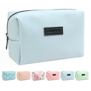 MAANGE Small Makeup Bag For Purse Travel Cosmetic Bag Makeup Pouch PU Leather (Blue)