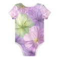 thumbnail image 2 of Green Purple Flowers Pastel Pure Cotton Bodysuit Short Sleeve Pajamas One-Piece Romper Unisex 9M, 2 of 6