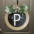 thumbnail image 5 of Xinwanna Front Door Wreath A-Z 26 Letters Round Sign with Bow Fake Flower Decoration Rural Style Last Name Letter Wood Hanging Sign Farmhouse Decor (Type M), 5 of 13