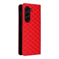 thumbnail image 4 of For Samsung Galaxy Z Fold 6 Wallet Case with RFID Blocking ID Credit Card Holder, Luxury Diamond Patterned Shiny PU Leather Magnetic Folio Book Flip Kickstand Shockproof Phone Case, Red, 4 of 10