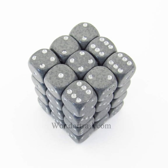 Hi Tech Speckled D6 Dice with Silver Pips 12mm (1/2in) Pack of 36 Dice Chessex