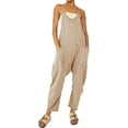 thumbnail image 3 of Womens Loose Oversized Sleeveless Jumpsuit Adjustable Spaghetti Strap Wide Leg Overall Rompers with Pockets, 3 of 5