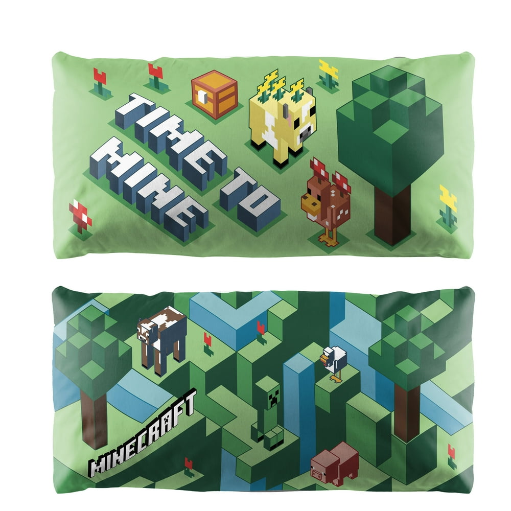 Minecraft Oversized Reversible Green Body Pillow, 20"x48"