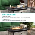 thumbnail image 5 of Muphyers 7 Pcs Outdoor Wicker Rattan Sectional Sofa with 55000BTU Gas Fire Pit Table Set, All Weather 2‑in‑1 43" Propane Fire Table Conversation Set for Backyard Garden Poolside Deck,Dark Green, 5 of 8