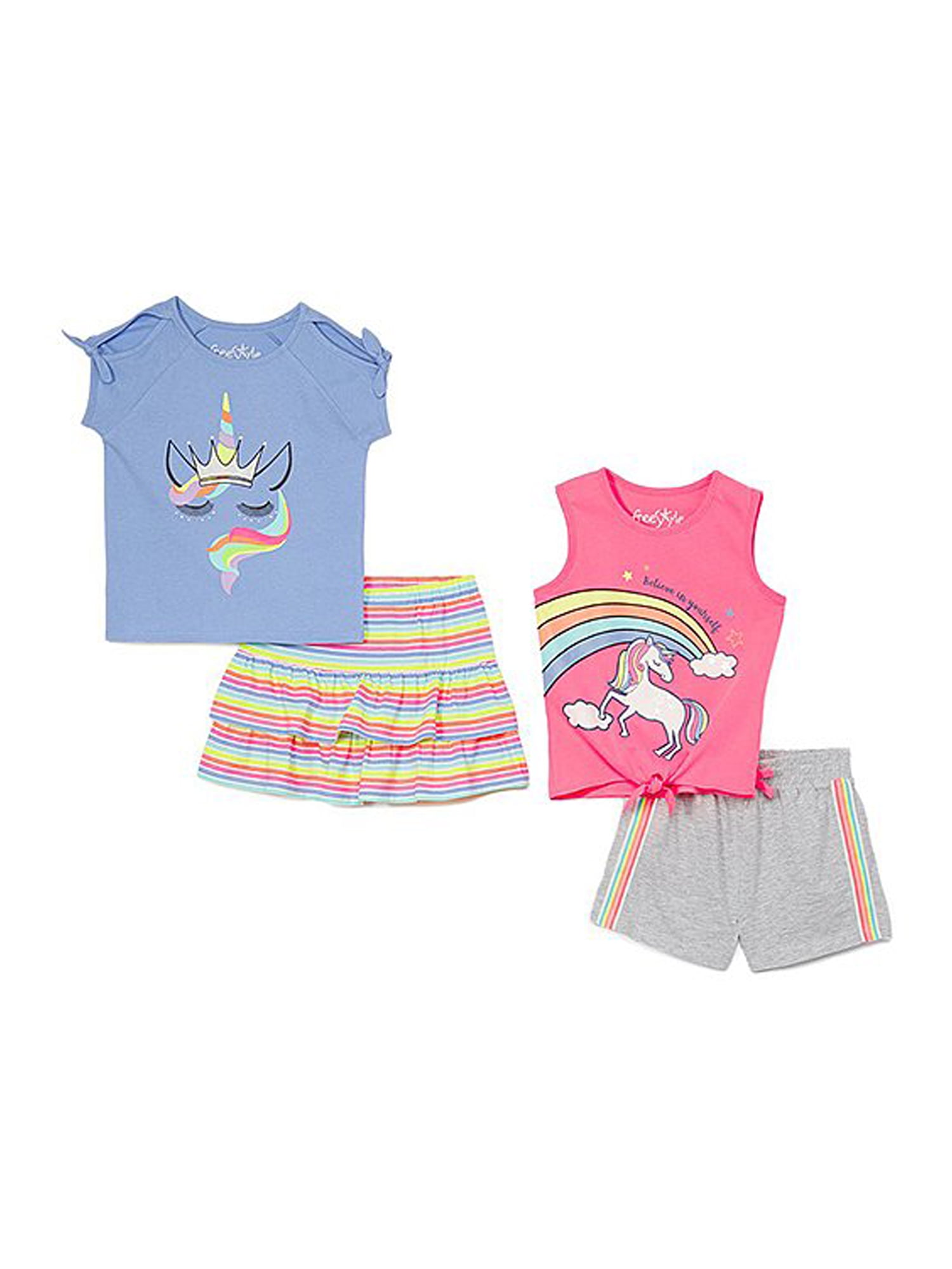 Disney Princess Girls 4 Piece Mix N Match T-Shirt Shorts and Leggings Set