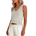 thumbnail image 6 of Lumtrix Women Summer Tank Tops 2026 Basic Sleeveless V Neck Lightweight Knit Sweater Vest Beach Vacation Going Out Shirts Khaki One Size, 6 of 6