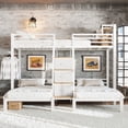 thumbnail image 3 of Bellemave Triple Bunk Bed with Storage Stairs and 2 Charging Station, Heavy Duty Metal Triple Bed Frame Twin Over Twin and Twin with Drawers and Shelves Headboard for 3 Kids Teens, White, 3 of 10