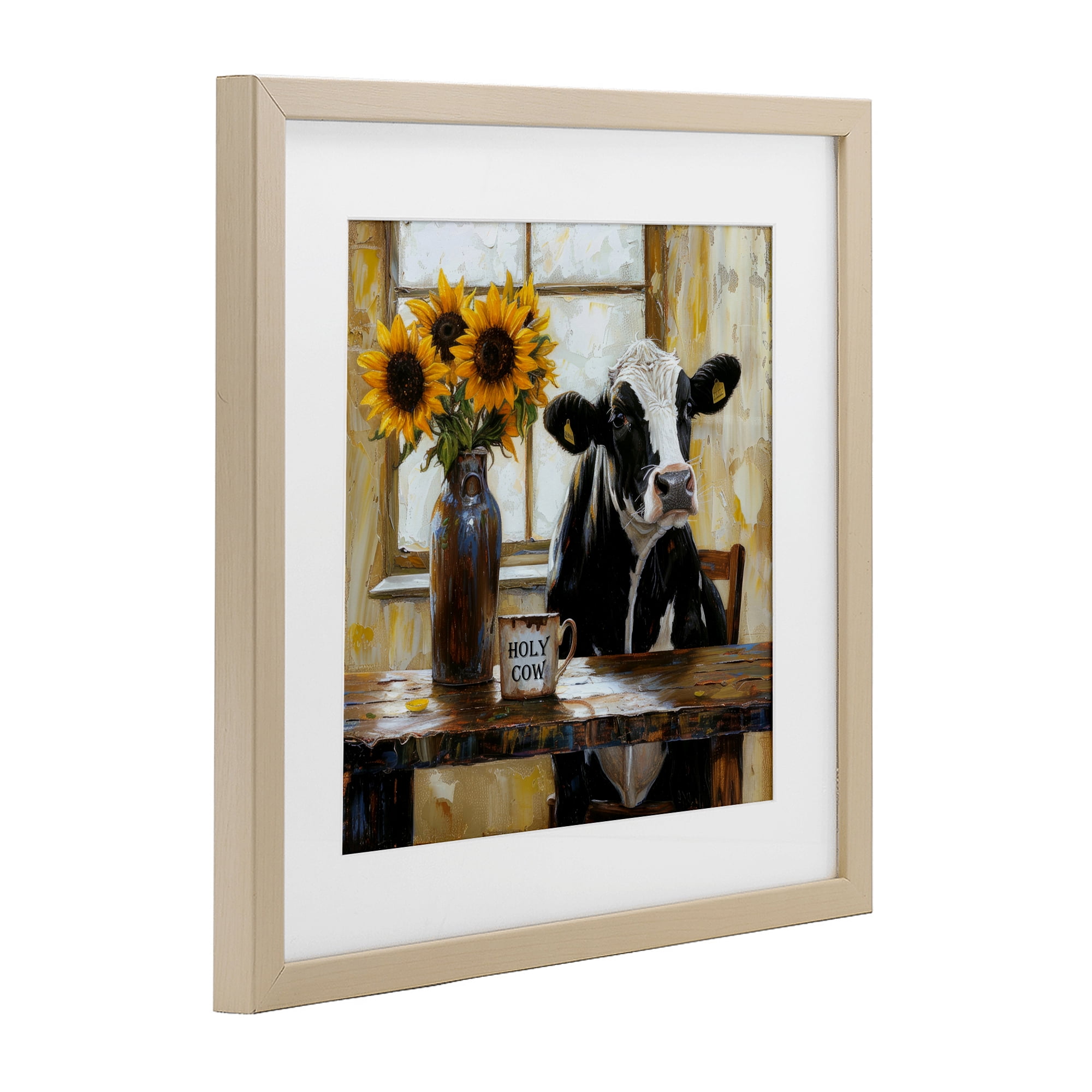 Stupell Industries Holy Cow Rustic Farm Table Birch Framed Print Under Glass, design by Tina LeCour