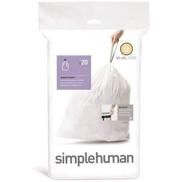 Bolsas de basura Simplehuman, 50-65 L, tamaño Q, paquete de 20