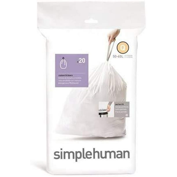 Bolsas de basura Simplehuman, 50-65 L, tamaño Q, paquete de 20
