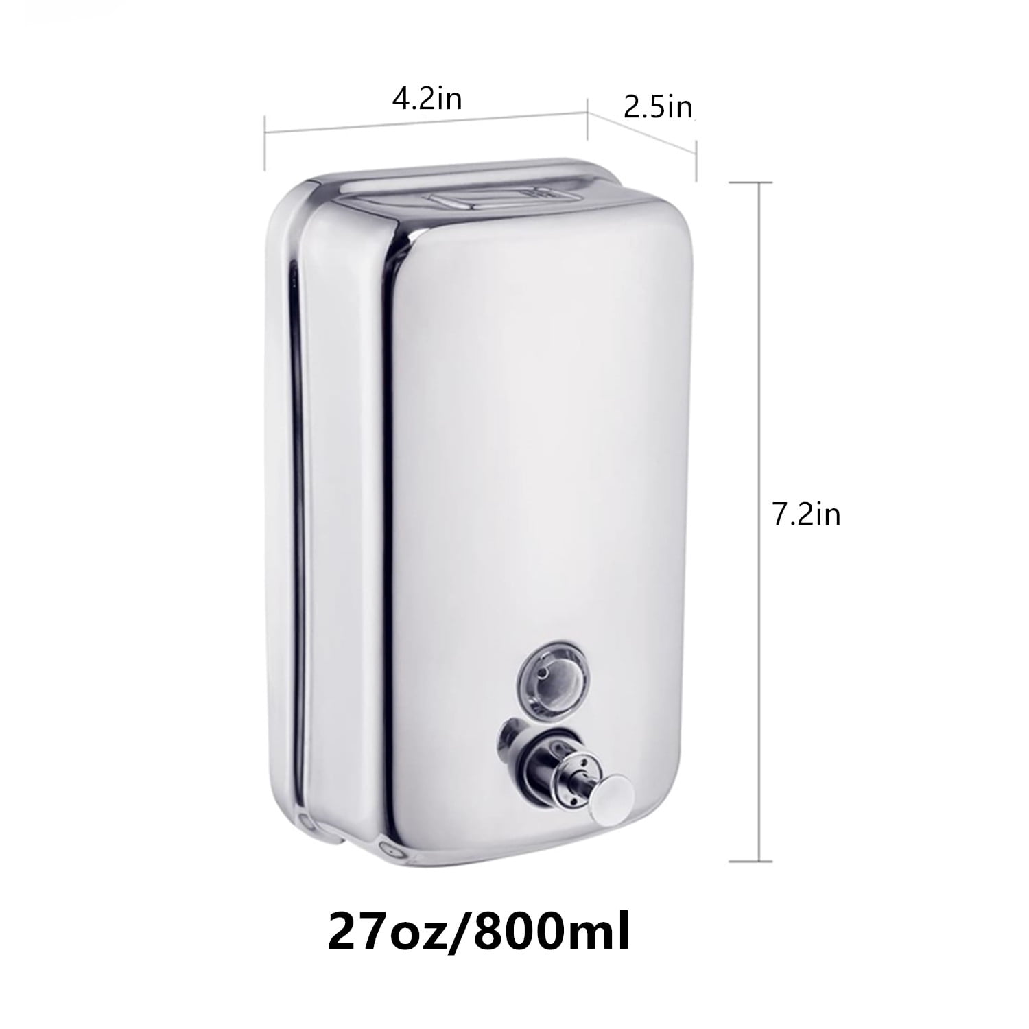 2 Pack Soap Dispenser Wall Mount Stainless Steel Manual Liquid Pump (800mL/27oz)