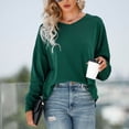 thumbnail image 2 of Jersey de manga larga para mujer, Top con cuello redondo, manga de murciélago, cuello en V, encaje, diseño sin espalda, Top para mujer, verde oscuro S, 2 of 6