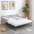 thumbnail image 2 of UHOMEPRO Metal Twin Daybed with Adjustable Trundle, Twin Size Daybed Sofa Bed with Pop Up Trundle, 2 Beds Design Sleeper Bed Frame for Guest Room and Living Room, Black, 2 of 12