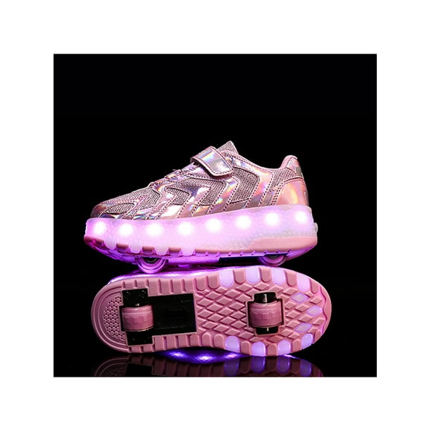 UKAP Unisex Kids Pulley Luminous Shoes LED Double Wheels Casual Children Outdoors Sport - Walmart.com