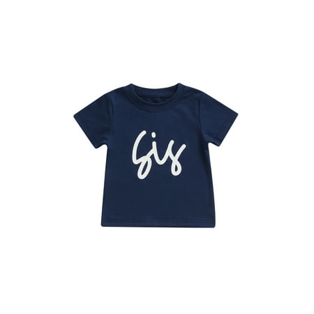 

Pudcoco Kid Summer T-shirt Letter Short Sleeve Round Collar Tops