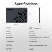 KingSpec V5 256GB 2.5 SATA3 SSD 3D NAND Flash Internal Solid State Drive Compatible with Gaming PS4 PS5 Laptop Desktop