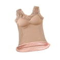 thumbnail image 1 of Qarigey Invierno otoño mujer encaje cuello en V ropa interior cálida Chinlon Lencería diseño Simple capa Base chaleco Bottoming Tops ropa Camisetas sin mangas Caqui 37.5-65 kg, 1 of 6