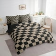 thumbnail image 3 of Manfei Piexl Geometric Aesthetic Twin Bedding Sets 7-Piece,Minimalism Geometric Buffalo Bedding Comforter Set,Brown Black Checkered Sheet Sets For Teens,Breathable Bedroom Decoration,Reversible, 3 of 8