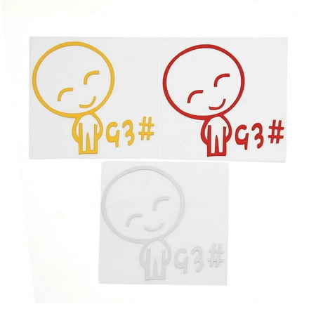 White Red Yellow Smiling Person Pattern Car Fuel Tank Cap Sticker Decal 3pcs