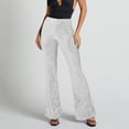 thumbnail image 2 of UJNDER Women's Sequined Flared Pants High Waisted Wide Leg Trousers for Party and Evening Wear White XXL, 2 of 9