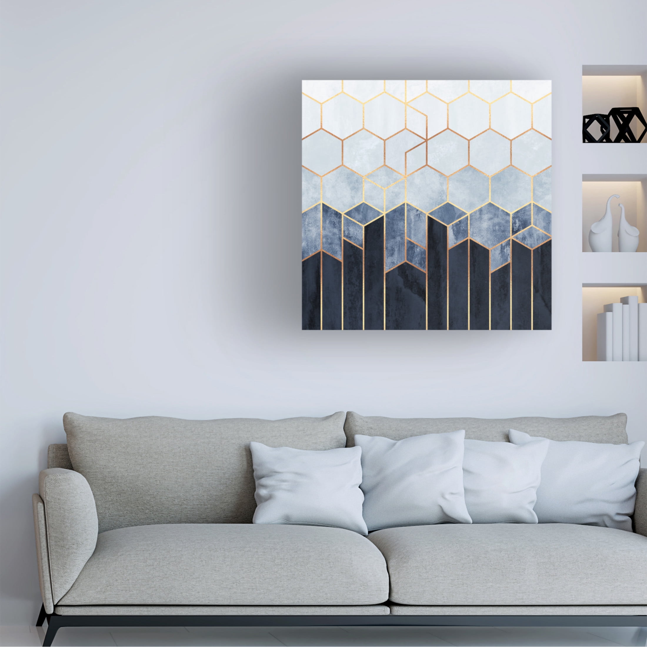 Trademark Fine Art Elisabeth Fredriksson  Soft Blue Hexagons Canvas Wall Art