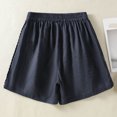 thumbnail image 5 of Women's Linen Cotton Pants Elastic Waist Shorts with Pockets, Lightweight Casual Summer Shorts, Lounge Beach | VerBelle,Navy XL, 5 of 8