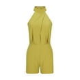 thumbnail image 6 of Olyvenn Women's Casual Sleeveless Jumpsuit Rompers Loose Turtleneck Tank Top Summer Shorts Jumpsuit Overalls Trendy Outfits Yellow 6, 6 of 6