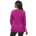 thumbnail image 2 of Jessica London Women's Plus Size Boatneck Tunic Top 3/4 Sleeve Shirt  Loose Fit, 2 of 3