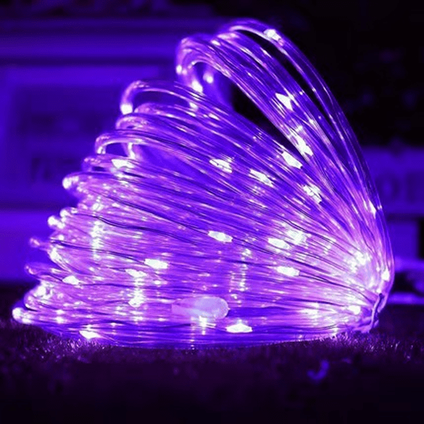 IJG Paquete De 2 Luces Solares De Navidad Para Exteriores, Impermeables, Cada 33 Pies, 100 LED, 8 Modos Y Temporizador, Luces De Tubo Transparente Para Exteriores (blanco Cálido