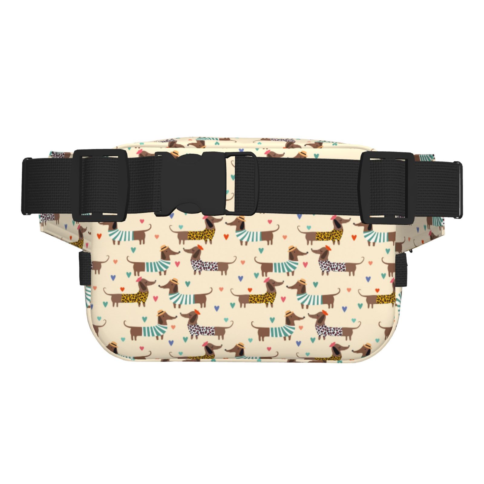Picia Dachshund Dog Print Square Double-Layer Waist Bag Mini Adjustable Waist Belt Bag Exercise Running Travel Hiking