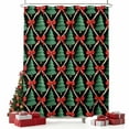 thumbnail image 2 of Christmas Tree Shower Curtain, Xmas Pine Tree Red Bow Winter Geometric Black Waterproof Fabric Shower Curtains with 12 Hooks, Bathroom Curtain Set for Bathroom Accessories Decor, 72 x 78 Inches, 2 of 9
