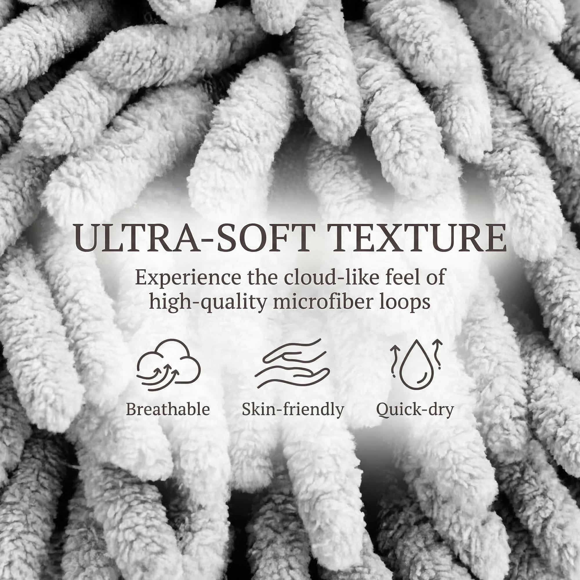 Unique Bargains Animal Chenille Hanging Absorbent Soft Hand Towel Grey 10" x 6"