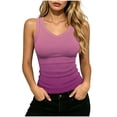 thumbnail image 2 of VBVC Women's Ombre V Neck Ribbed Tank Top , Ladies' Slim Fit Gradient Cami , Summer Casual Basic Layering Sleeveless Shirt For Women,Pink,S-2XL, 2 of 9