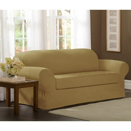 Maytex Stretch Collin 2 Piece Loveseat Furniture Cover Slipcover, Gold