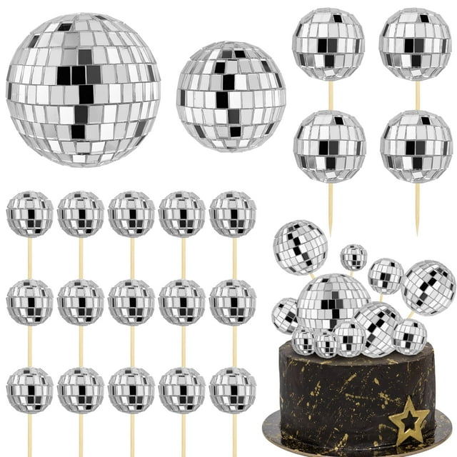 Decoraciones para tartas SPFYUnion Disco Ball para cupcakes, 21 unidades