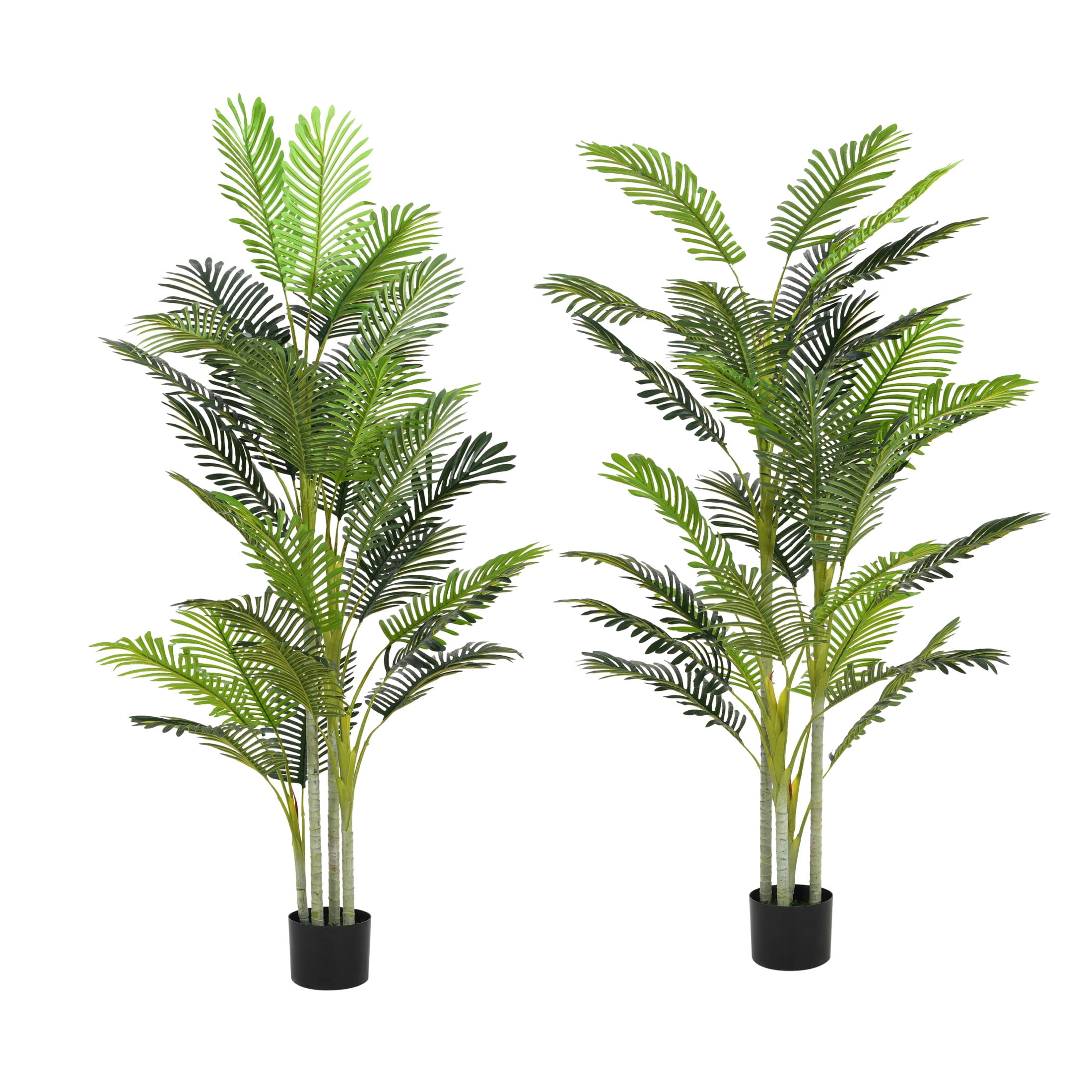 Christopher Knight Home 78.5" Artificial Palm Tree in Black Plastic Pot, Pre-Potted Faux Greenery Tree for Home Decor (Set of 2)