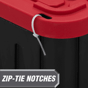 2 Pack 27 Gallon Heavy Duty Storage Bins with Snap Lids, Black and Red
