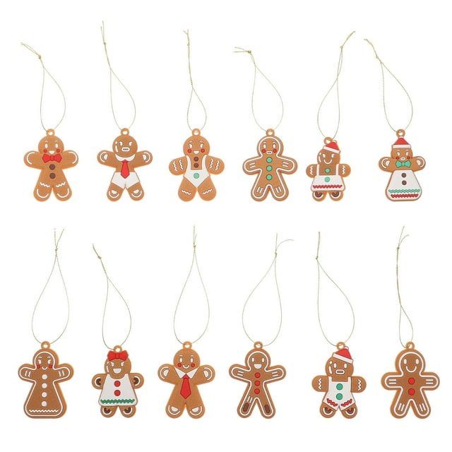 12pcs Gingerbread Man Pends Árbol de Navidad Decoración colgante colgante de casas únicas
