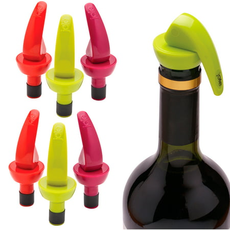 6 Wine Bottle Stoppers Preserver Vacuum Sealer Expanding Cork Joie Airtight (Best Wine Stopper Vacuum)