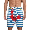 thumbnail image 3 of Lsque Red Funny Crab on Blue Stripe Mens Sleep Pajama Shorts,Short Pajama Pants, Cotton Ultra-Soft Knit-Small, 3 of 9