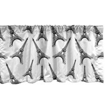 Ambesonne Eiffel Tower Window Valance, Monotone Style Towers, 54" X 18", Charcoal Grey and White
