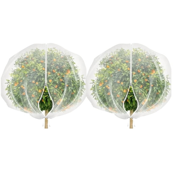 2 Pcs Insect Bird Barrier Netting Mesh with Zipper Drawstring- 2.3 x 3.2 Ft Garden Bug Netting Plant Cover- Fruit Tree Net for Protect Plant Fruits Citrus Flower from Insect Bird Eating