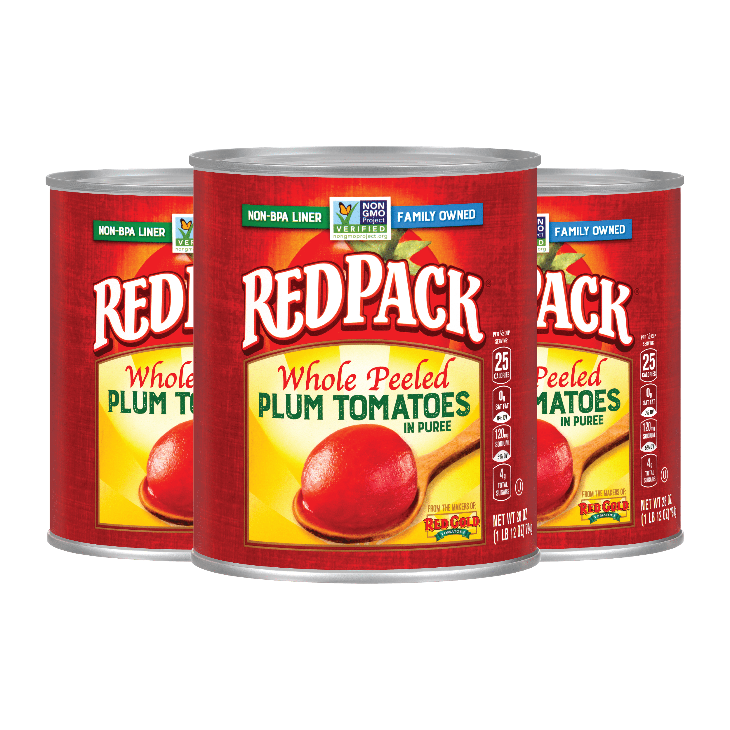 Redpack Whole Peeled Plum Tomatoes in Puree, Kosher and Gluten Free, 28
