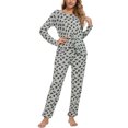 thumbnail image 2 of INSPIRE CHIC Women's Sleepwear Lounge Soft Nightwear with Pockets Long Sleeve Pajama Set L Gray-Black, 2 of 5