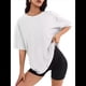 thumbnail image 1 of Camisetas de Gran Tamaño para Mujer, Corte Holgado, Cuello Redondo, Corta, Blusa Informal de Verano, Camiseta Básica Y2K para Playa M, 1 of 7