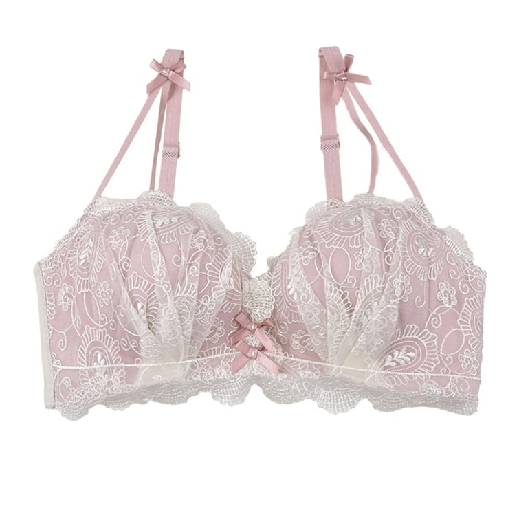Sexy Women Pink Bra 80B Cup Lace bralette See-Through Lingerie Dot Mesh  Underwear Comfort Adjustable Brassiere Top 2022 New - AliExpress