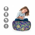 thumbnail image 2 of Paisley Storage Toy Bag Chair, Classic Persian Jacquard Boteh Ikat Motifs Old Welsh Pears Art, Stuffed Animal Organizer Washable Bag, Large Size, Indigo and Olive Green, by Ambesonne, 2 of 3