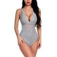 thumbnail image 1 of Autorización：Lencería de entrepierna para mujer, body de encaje sexy con escote en V profundo, picardías de encaje de una pieza Adepaton WRMH-261-18, 1 of 6