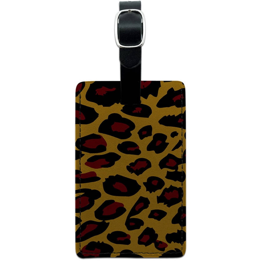 Leopard Animal Print Leather Luggage ID Tag Suitcase CarryOn